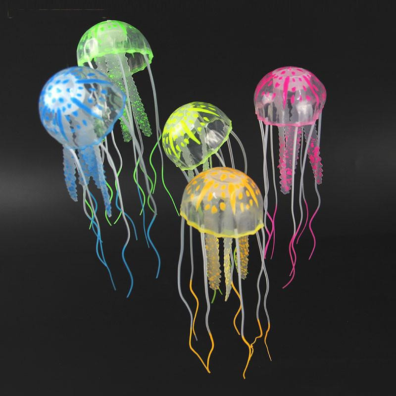1 St Lysande Artificiell Levande Manet Silikon Fisk Tank Dekor Akvarium Dekoration Ydnad