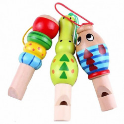 1 Pc Trä Slumpmässig Färg Leksaker Tecknad Serie Djur Vissla Pedagogisk Musik Instrument Leksak För