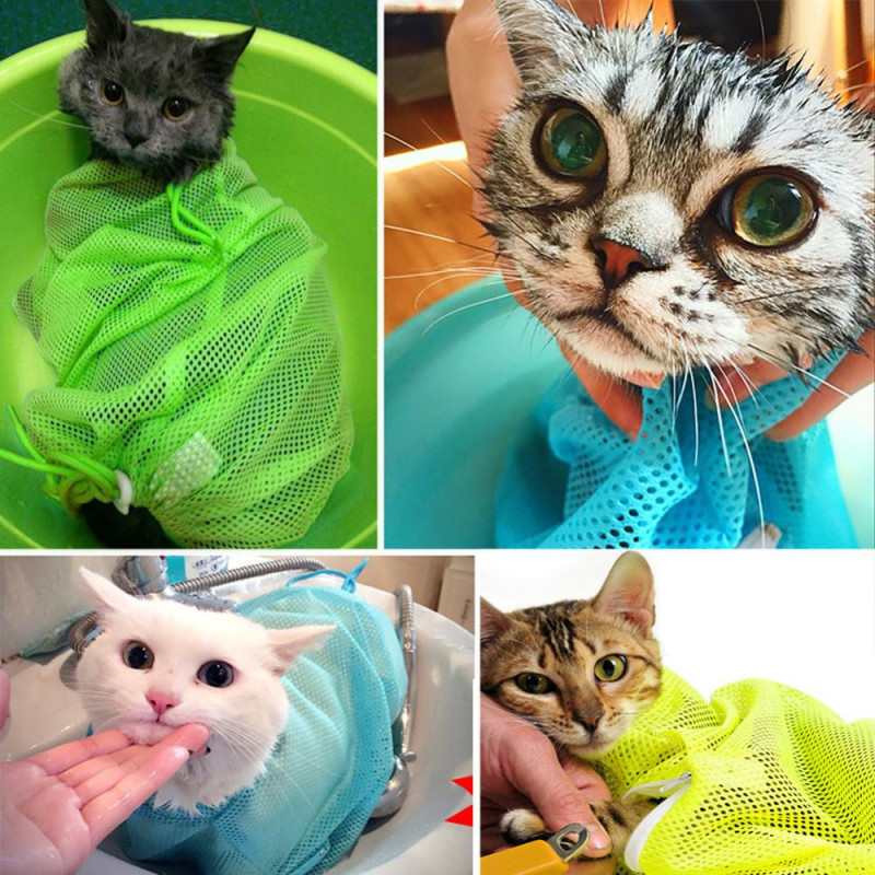 Tunga Polyester Sällskapsdjur Katt Oming Tvättning Bad Väska Andas Spika Skärande Väska Färger