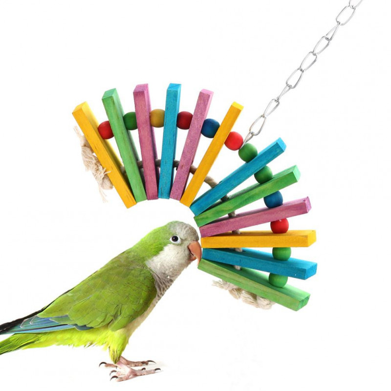 Sällskapsdjur Fågel Burar Chewing Spelar Leksaker Papegoja Cockatiel Parakit Färgrik Trä Blocks Hängande