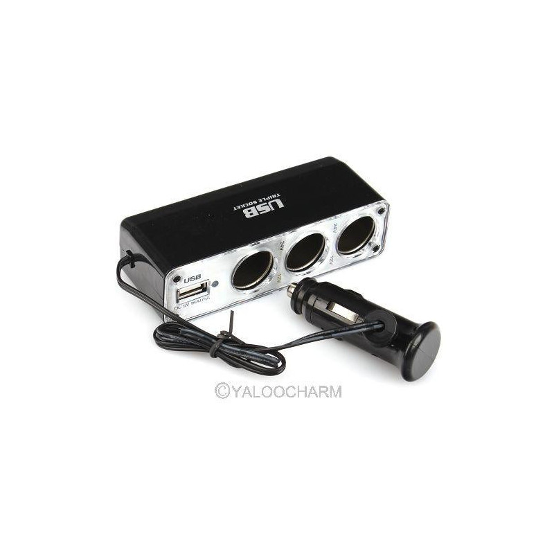 Svart Universell Usb 3 Uttag Trippel Hamn Usb Splitter Bil Laddare Laddning Adapter För Telefon Gps