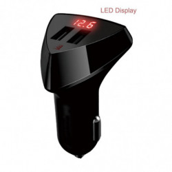 Universell Bil Laddare Adapter Lcd Digital Visa Celsius Spänning Dubbel Usb Likström 5v 3 1a Telefon