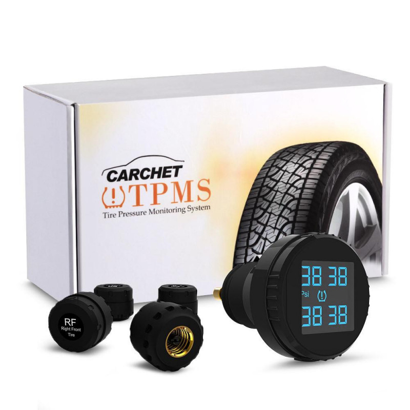 Carchet Tpms Däck Tryck Övervakning Systemet 4 Extern Sensorer Cigarett Lättare Tmp Däck Tryck Larm