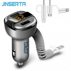 Ursung Sast 12v24v 3 4a Snabb Bil Laddare Dubbel Usb Smart Laddare Adapter Med Spänning Nuvarande Digital