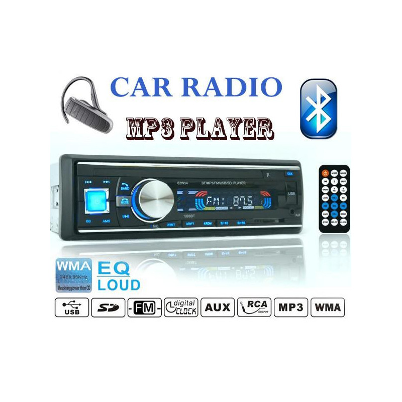 12v Bil Stereo Fm Radio Mp3 Audio Spelare Stöd Blåtand Telefon Med Usb Sd Mmc Chevrolet Vw Mazda Bil