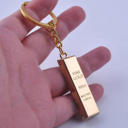 Kreativ Metall Faux Guld Bar Bullion Keychain Bil Ckelring För