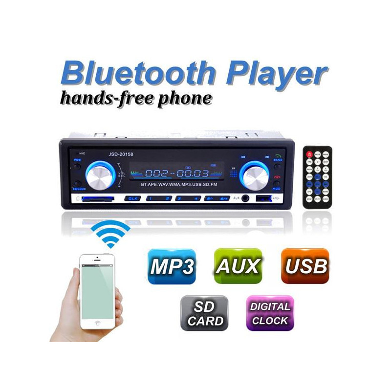 Varumärke 12v BlÅtand 1din Stereo Radio Mp3 Usb Sd Aux Audio Spelare Bil I Rusa 60wx4 Cell Telefon