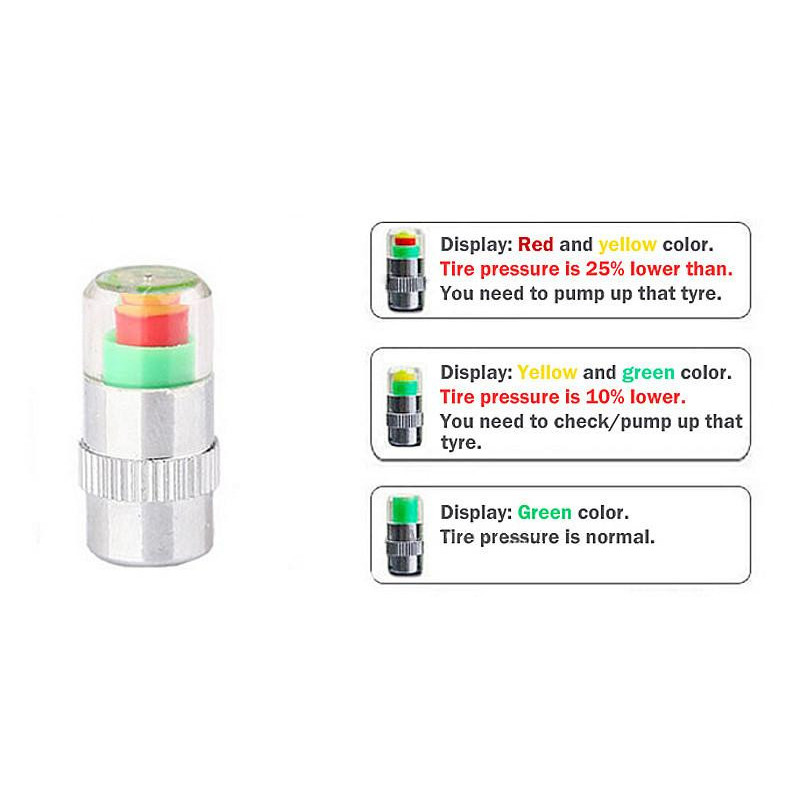 4pack Bil Bil Däck Luft Tryck Ventil Stam Caps Sensor Indikator Varna Cykel 2 4bar