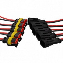 5 Uppsättning 2 Stift Bil Bil Fordon Vattentät Elektrisk Connector Adapter W Tråd Awg Svart