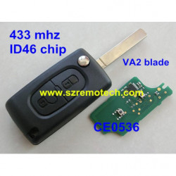 2 Knapp Flip Avlägsen Ckel 433mhz Med Id46 Chip Va2 307 Blad Passa För Citroen C2 C3 C4 C5 C6 Ce0536