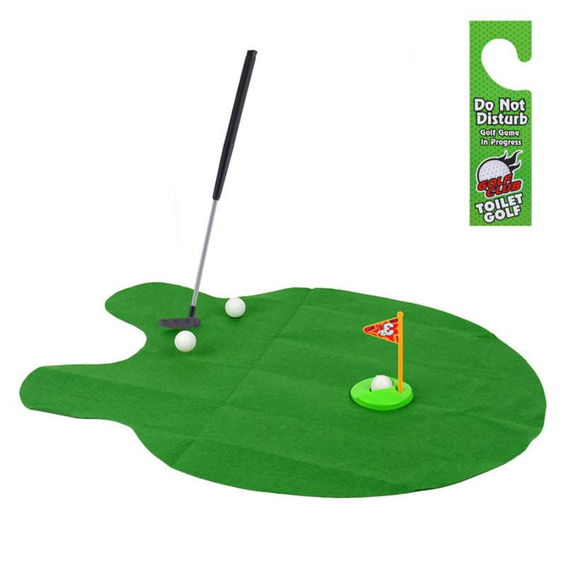 1set Mini Golf Spel Ställer Toalett Tid Badrum Golf Öva Potta Putter Spel Män 39 S Leksak Het