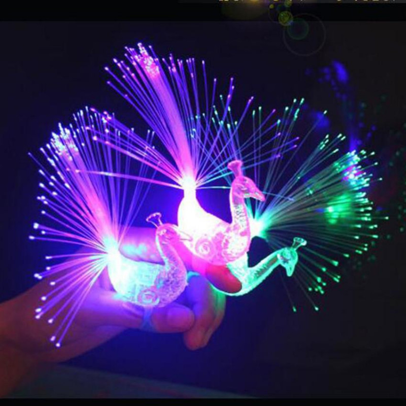 Het Design Färgrik Ljus Påfågel Led Ljusup Finger Leksaker Jul Halloween Fest