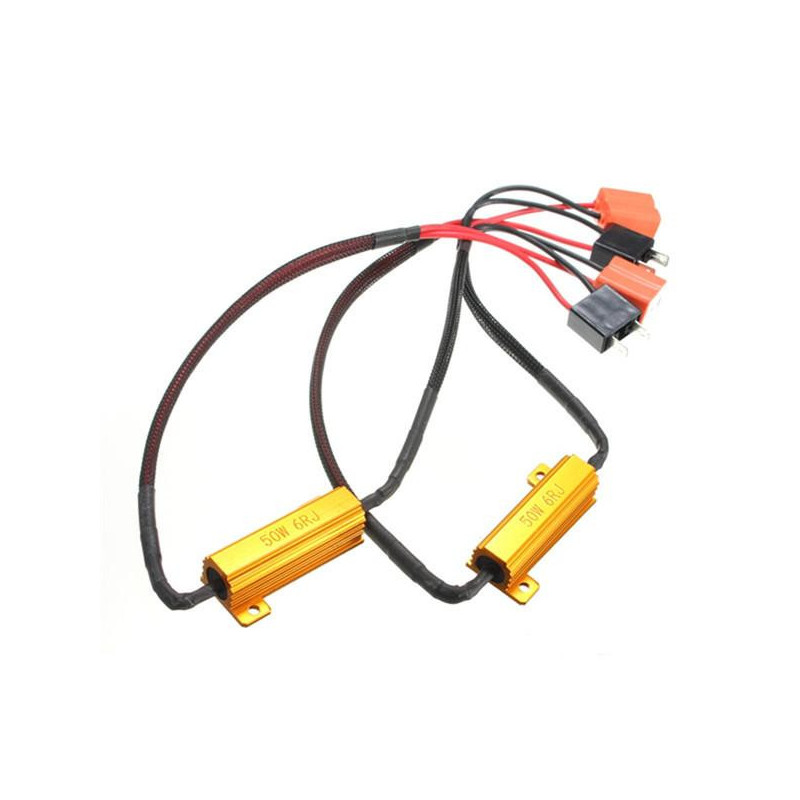 2x H7 50w 6ohm Bil Led Dr I Dimma Sväng Singal Ladda Motstånd Kan Buss Fel Ledningar Canceller Avkodare