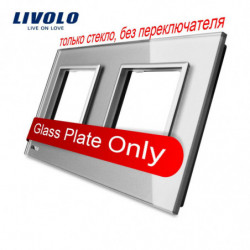 Livolo Lyx Grå Pärla Kristall Glas 150mm X 80mm Eu Standard Dubbel Glas Panel För Vägg Switch Socket