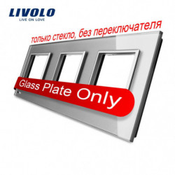 Livolo Lyx Grå Pärla Kristall Glas 222mm X 80mm Eu Standard Trippel Glas Panel För Vägg Switch Socket