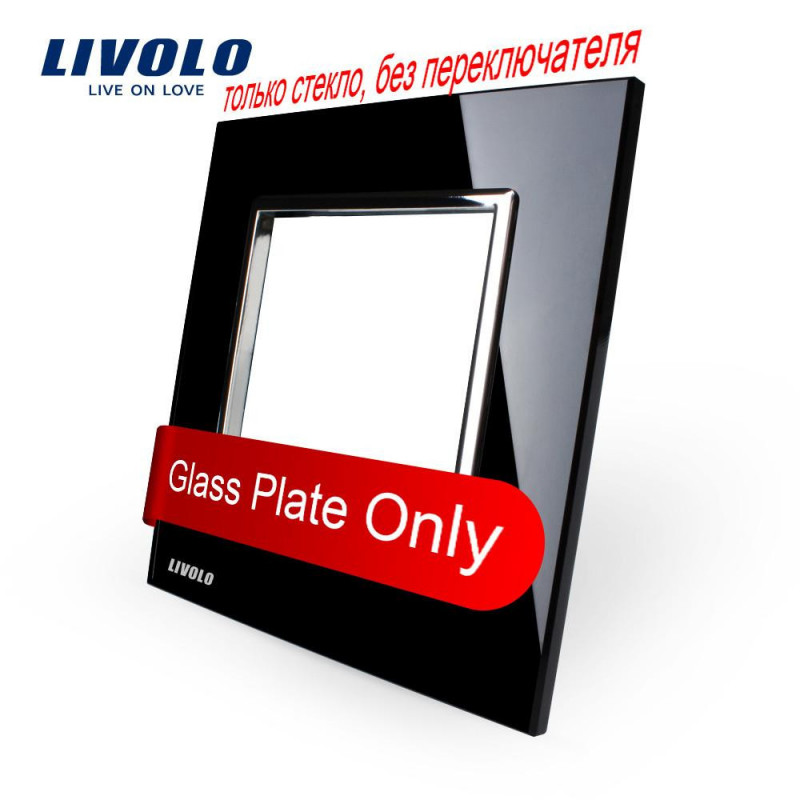 Livolo Lyx Svart Pärla Kristall Glas 80mm X 80mm Eu Standard Diy Del Av Växla Uttag Enda Glas Panel