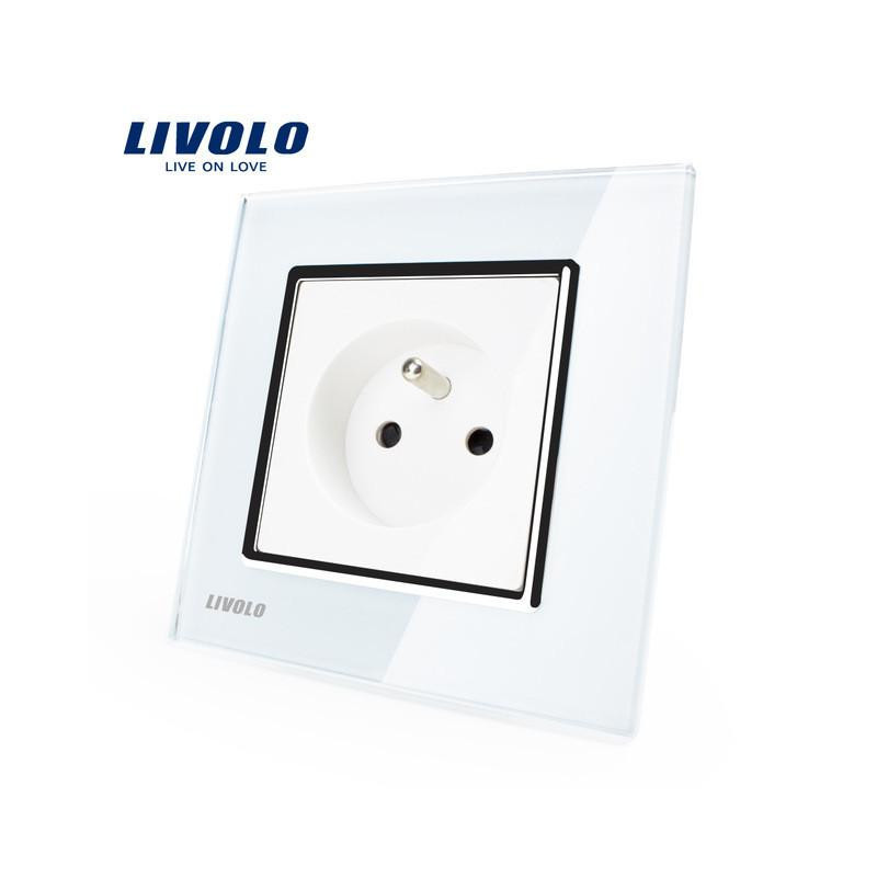 Livolo Utlopp Franska Standard Vägg Kraft Uttag Vlc7c1fr11 Vit Kristall Glas Panel Växelström 110