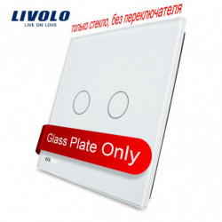 Livolo Lyx Vit Pärla Kristall Glas 80mm X 80mm Eu Standard Enda Glas Panel För 2 Gäng Vägg Rör Växla