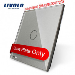 Livolo Lyx Grå Pärla Kristall Glas 80mm X 80mm Eu Standard Enda Glas Panel För 1 Gäng Vägg Rör