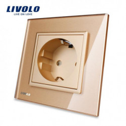Livolo Eu Standard Kraft Uttag Gyllene Kristall Glas Panel Växelström 110 250v 16a Vägg Kraft Uttag