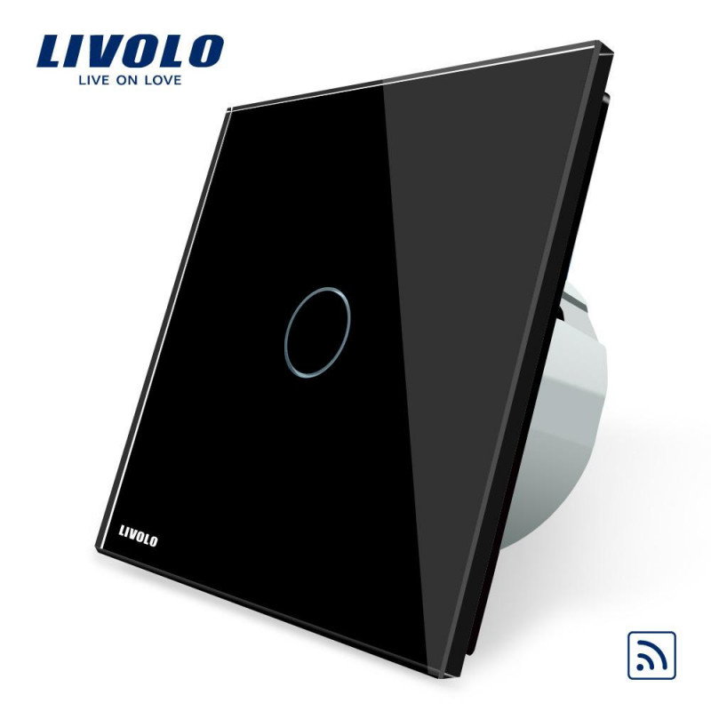 Livolo Eu Standard Avlägsen Växla Vlc701r12 Svart Kristall Glas Panel 220 250v Vägg Ljus Remote Touch