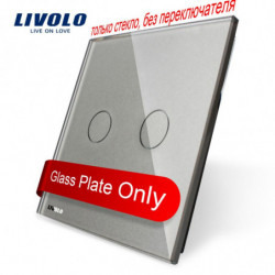 Livolo Lyx Grå Pärla Kristall Glas 80mm X 80mm Eu Standard Enda Glas Panel För 2 Gäng Vägg Rör