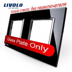 Livolo Lyx Svart Pärla Kristall Glas 150mm X 80mm Eu Standard Dubbel Glas Panel För Vägg Rör Växla