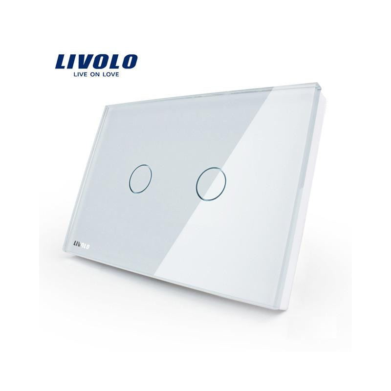 Tillverkare Livolo Vägg Växla 110 250v Elfenben Vit Glas Panel 2vägs Oss Rör Ljus Växla Vlc30281