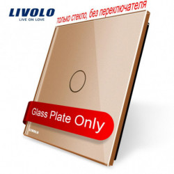 Livolo Lyx Gyllene Pärla Kristall Glas 80mm X 80mm Eu Standard Enda Glas Panel För 1 Gäng Vägg Rör
