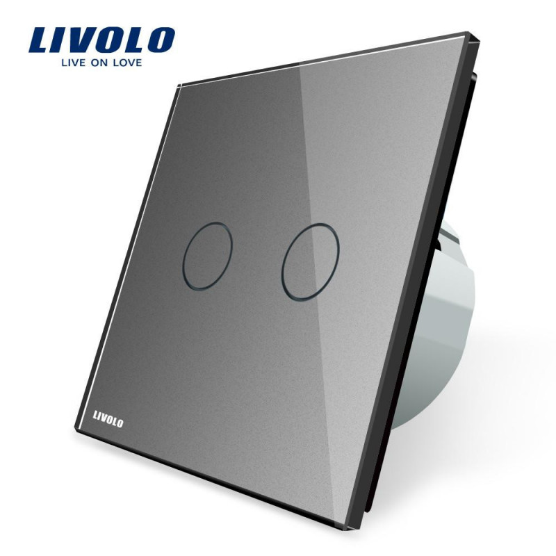 Livolo Grå Kristall Glas Växla Panel Eu Standard Vägg Växla Växelström 220 250v Vlc70215