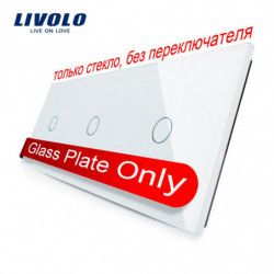 Livolo Lyx Vit Pärla Kristall Glas 223mm X 80mm Eu Standard Trippel Glas Panel Vlc7c1 C1 C111