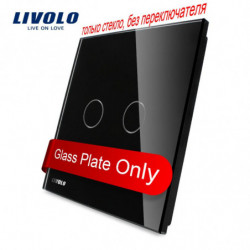 Livolo Lyx Svart Pärla Kristall Glas 80mm X 80mm Eu Standard Enda Glas Panel För 2 Gäng Vägg Rör