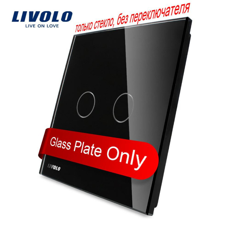 Livolo Lyx Svart Pärla Kristall Glas 80mm X 80mm Eu Standard Enda Glas Panel För 2 Gäng Vägg Rör