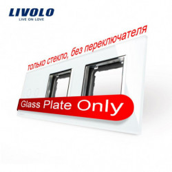 Livolo Vit Pärla Kristall Glas 223mm X 80mm Eu Standard 2gang 2 Ram Glas Panel Vlc7c2 Sr Sr11