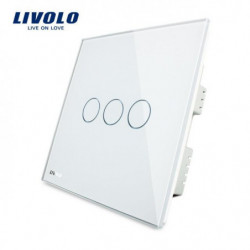 Livolo Elfenben Vit Kristall Glas Panel Rör Växla Storbritannien Standad Digital Rör Ljus Växla Vägg