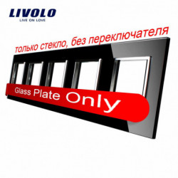 Livolo Lyx Svart Pärla Kristall Glas 364mm X 80mm Eu Standard Femfaldig Glas Panel För Diy Vägg Switch