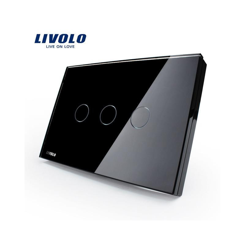 Tillverkare Livolo Vägg Växla Svart Kristall Glas Panel 110 250v 3vägs Rör Kontrollera Ljus Växla