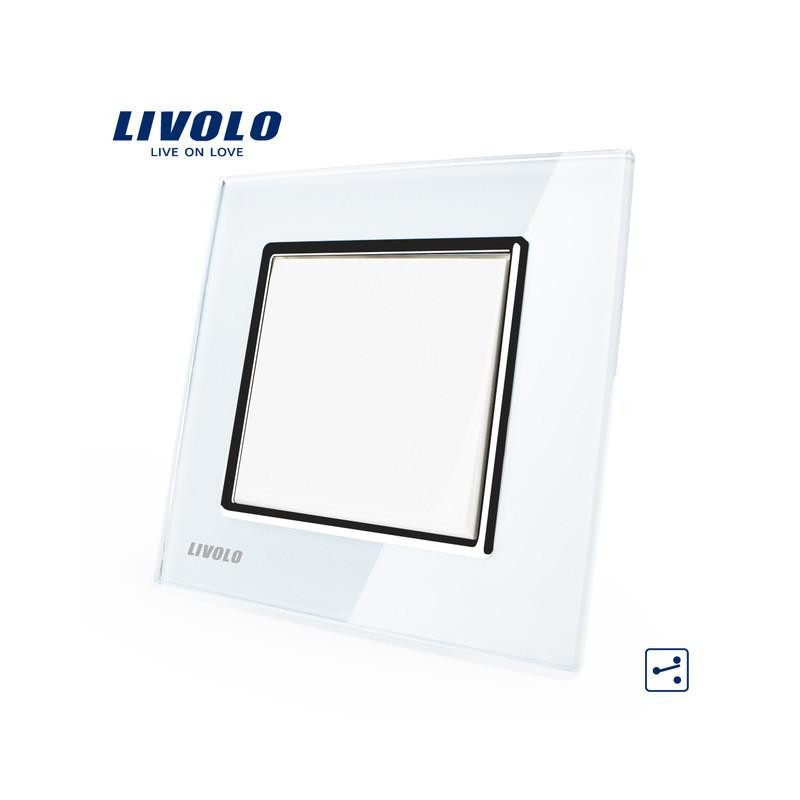 Tillverkare Livolo Lyx Vit Kristall Glas Panel Skjuta På Knapp 2 Sätt Växla Smart Hem Vlc7k1s11