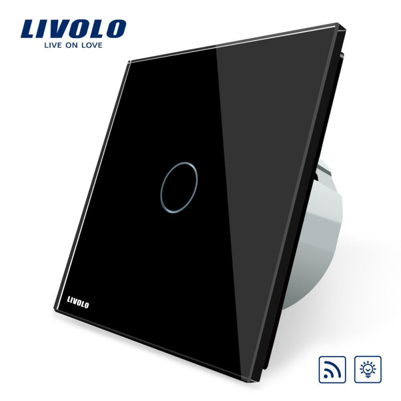 Livolo Eu Standard Remote Dimmer Växla Vlc701dr12 Svart Kristall Glas Panel 220 250v Vägg Ljus Avlägsen