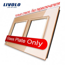 Livolo Lyx Gyllene Pärla Kristall Glas 150mm X 80mm Eu Standard Dubbel Glas Panel För Vägg Switch