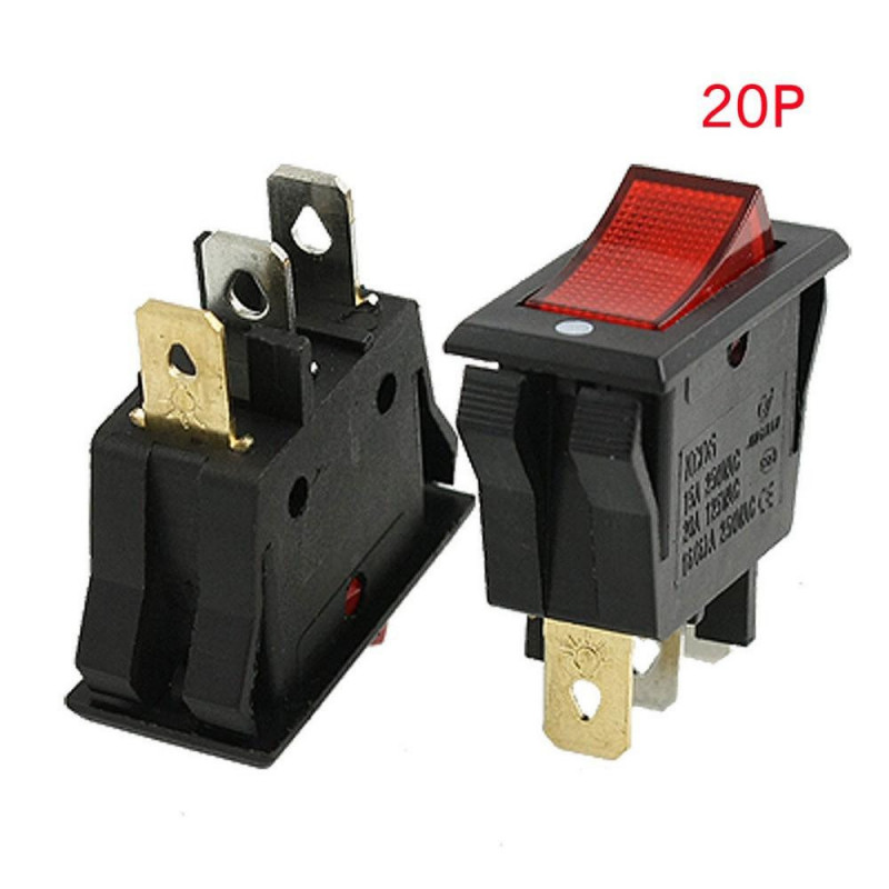 5x Röd Ac15a 250v 20a 125v PÅ Av 2 Placera Spst Båt Rocker Växla 3 Stift Ve138 P0 5