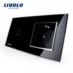 Livolo Rör Växla Med Eu Standard Uttag Svart Kristall Glas Panel 16a Eu Uttag Vlc70112 Vlc7c1eu12