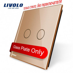 Livolo Lyx Gyllene Pärla Kristall Glas 80mm X 80mm Eu Standard Enda Glas Panel För 2 Gäng Vägg Rör