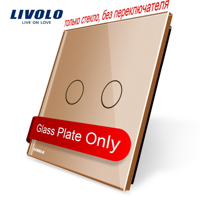 Livolo Lyx Gyllene Pärla Kristall Glas 80mm X 80mm Eu Standard Enda Glas Panel För 2 Gäng Vägg Rör