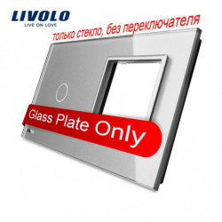 Livolo Lyx Grå Pärla Kristall Glas 151mm X 80mm Eu Standard 1gang En Ram Glas Panel Vlc7c1 Sr15
