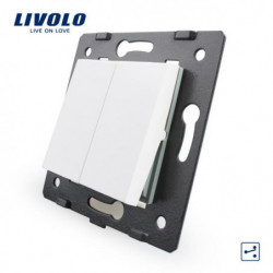 Livolo Vit Plast Material Eu Standard 2 Gäng 2 Sätt Fungera Ckel För Vägg Skjuta På Knapp Växla