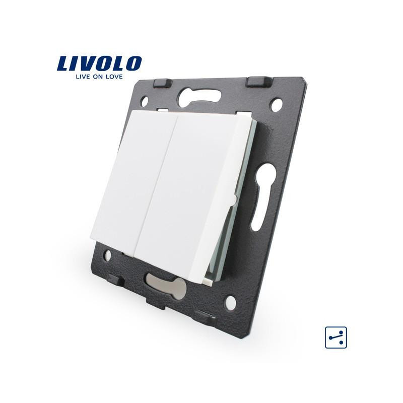 Livolo Vit Plast Material Eu Standard 2 Gäng 2 Sätt Fungera Ckel För Vägg Skjuta På Knapp Växla