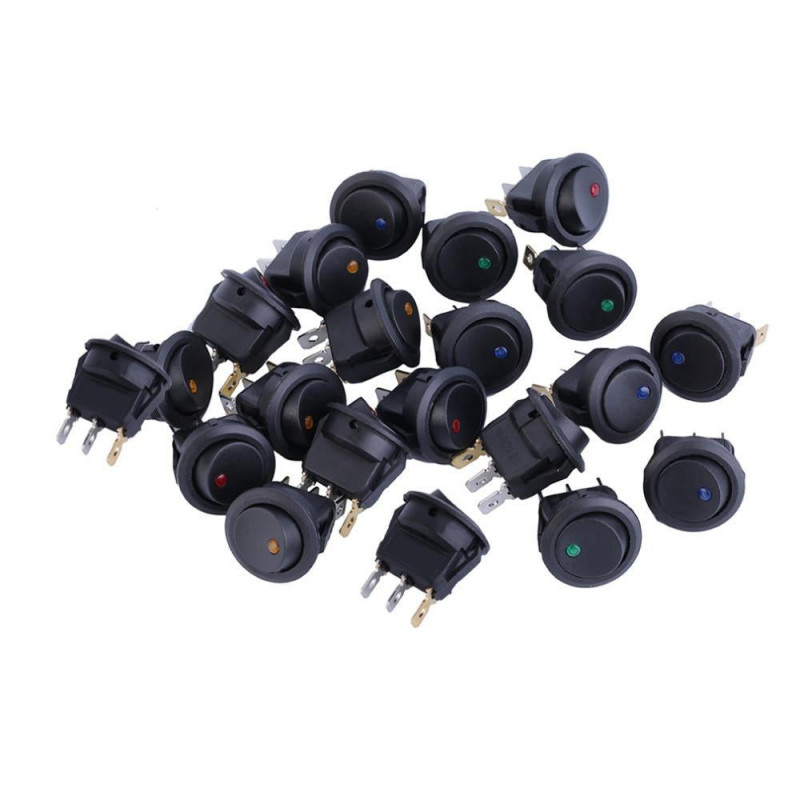 20st Led Punkt Ljus 12v Bil Bil Båt Runda Rocker PÅ Av Växla Växla