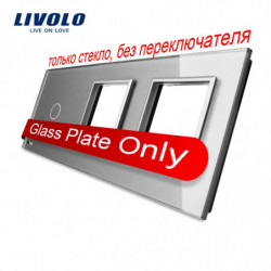 Livolo Grå Pärla Kristall Glas 223mm X 80mm Eu Standard 1gang 2 Ram Glas Panel Vlc7c1 Sr Sr15