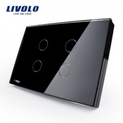 Livolo Oss Standard Vägg Växla Svart Kristall Glas Panel Växelström 110 250v Rör Sensor Ljus Växla